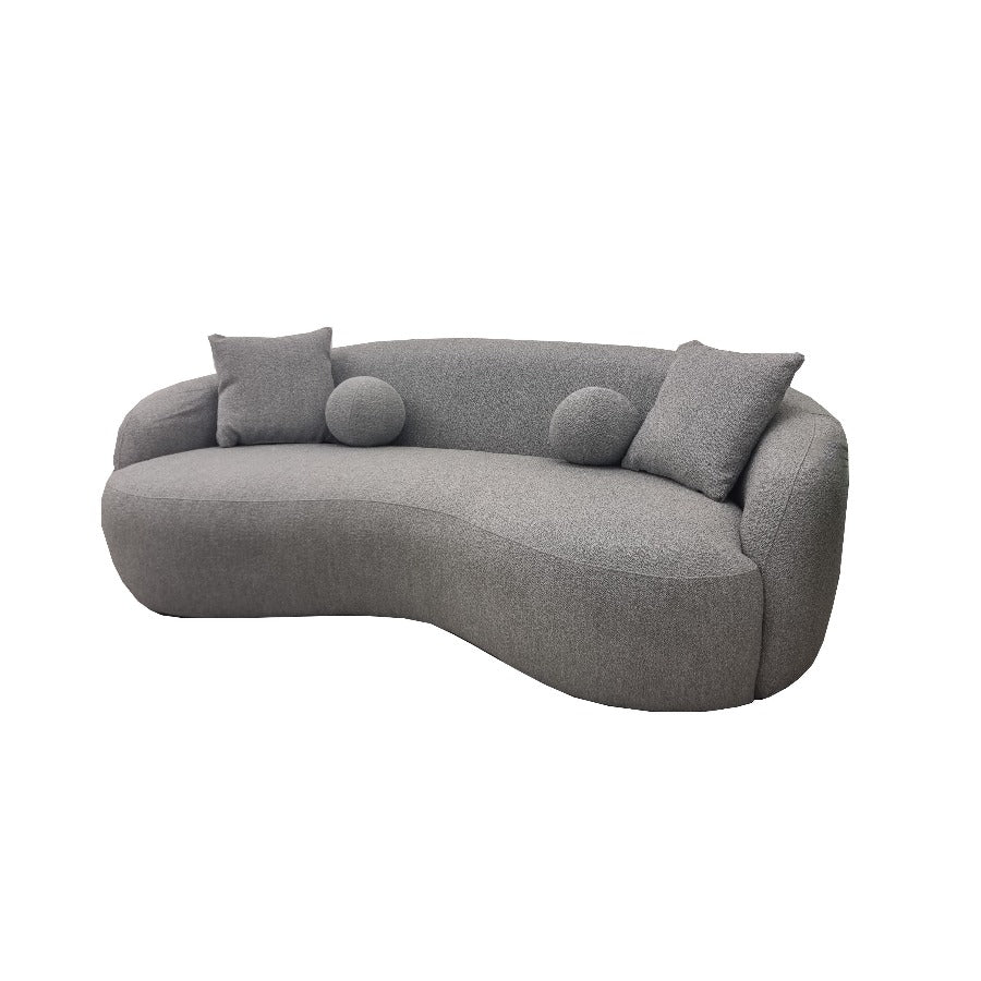 Wave Shape Boucle Corner Sofa Ivory or grey, living room furnishings premium design chic comfortable couches, new sofa styles, luxurious fabrics modern luxury, quirky sofa shape design 