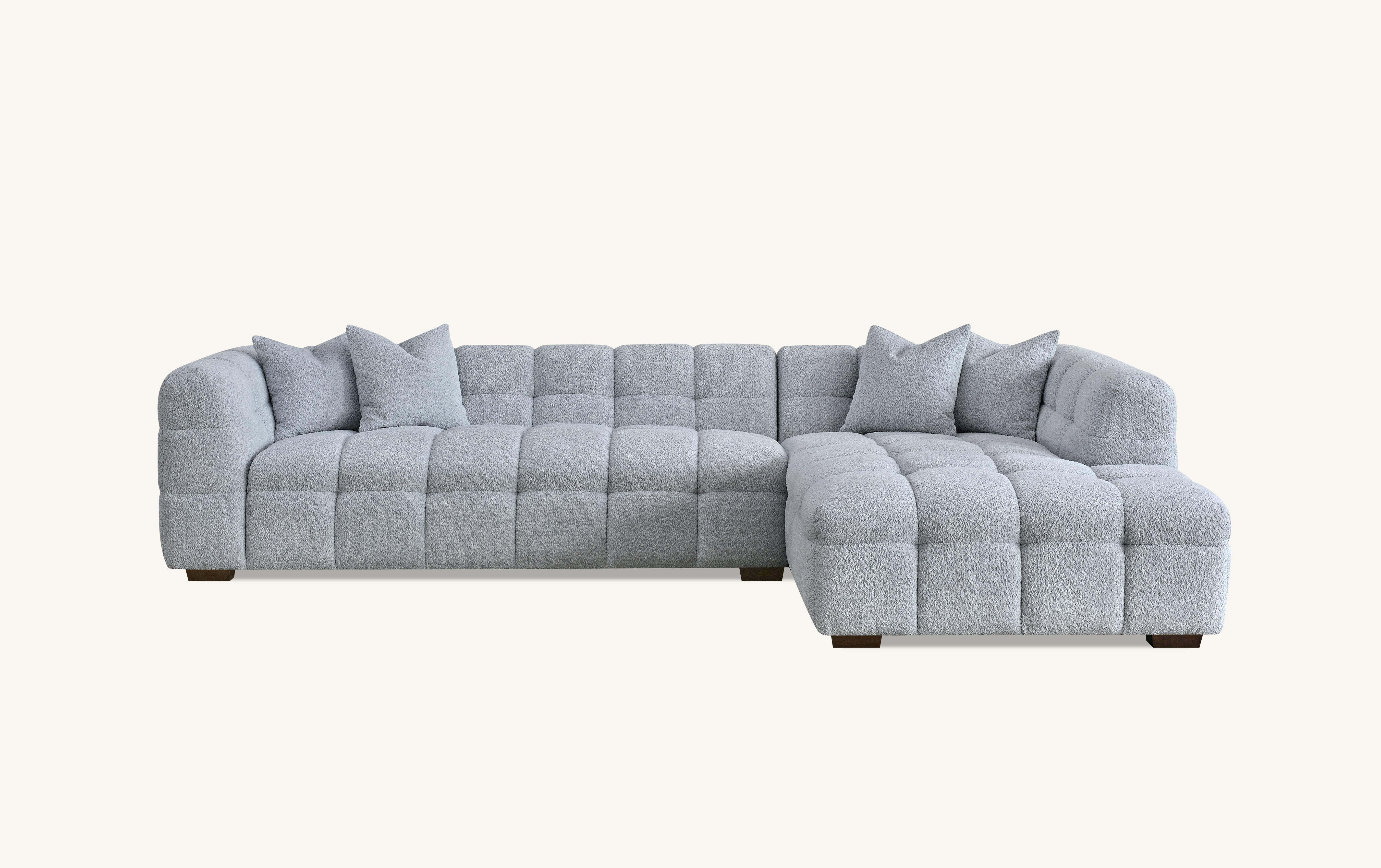 Aluxo Tribeca Corner Sofa in Pearl Boucle Fabric