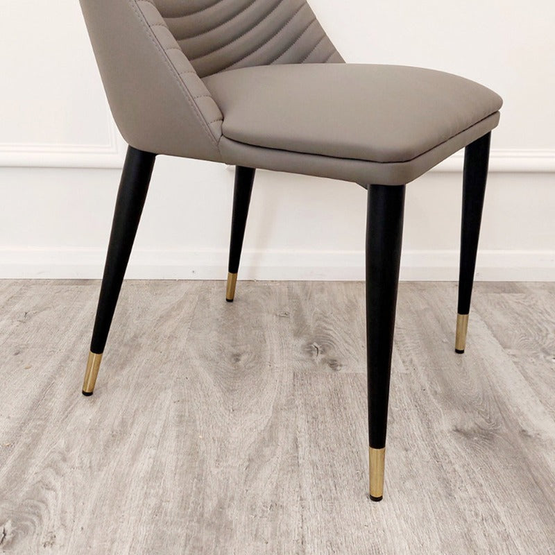 stylish grey khaki leather dining chairs black legs