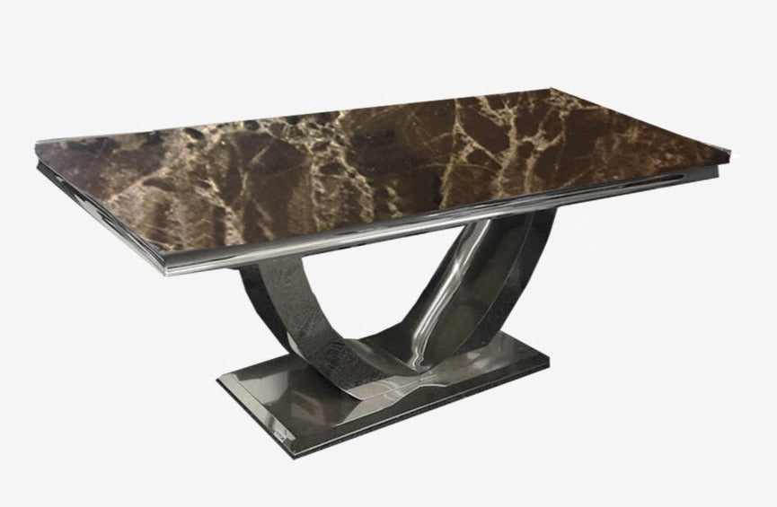 Luxury Arial Dining Table with Marble or Glass Top and Chrome Base, elegant dining sets, premium tables, marble tables, high-end chairs, genuine luxury furniture, black table top