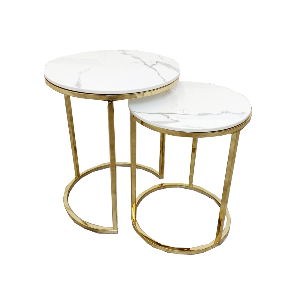 Ultra-chic high tall coffee tables polished white top, gold frame, living room furnishings, premium design coffee tables, chic coffee table, contemporary design