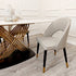 Orion Dining Table features a polar white sintered stone top, gold base, contemporary dining table sets, marble tables, high-end chairs, luxury furniture