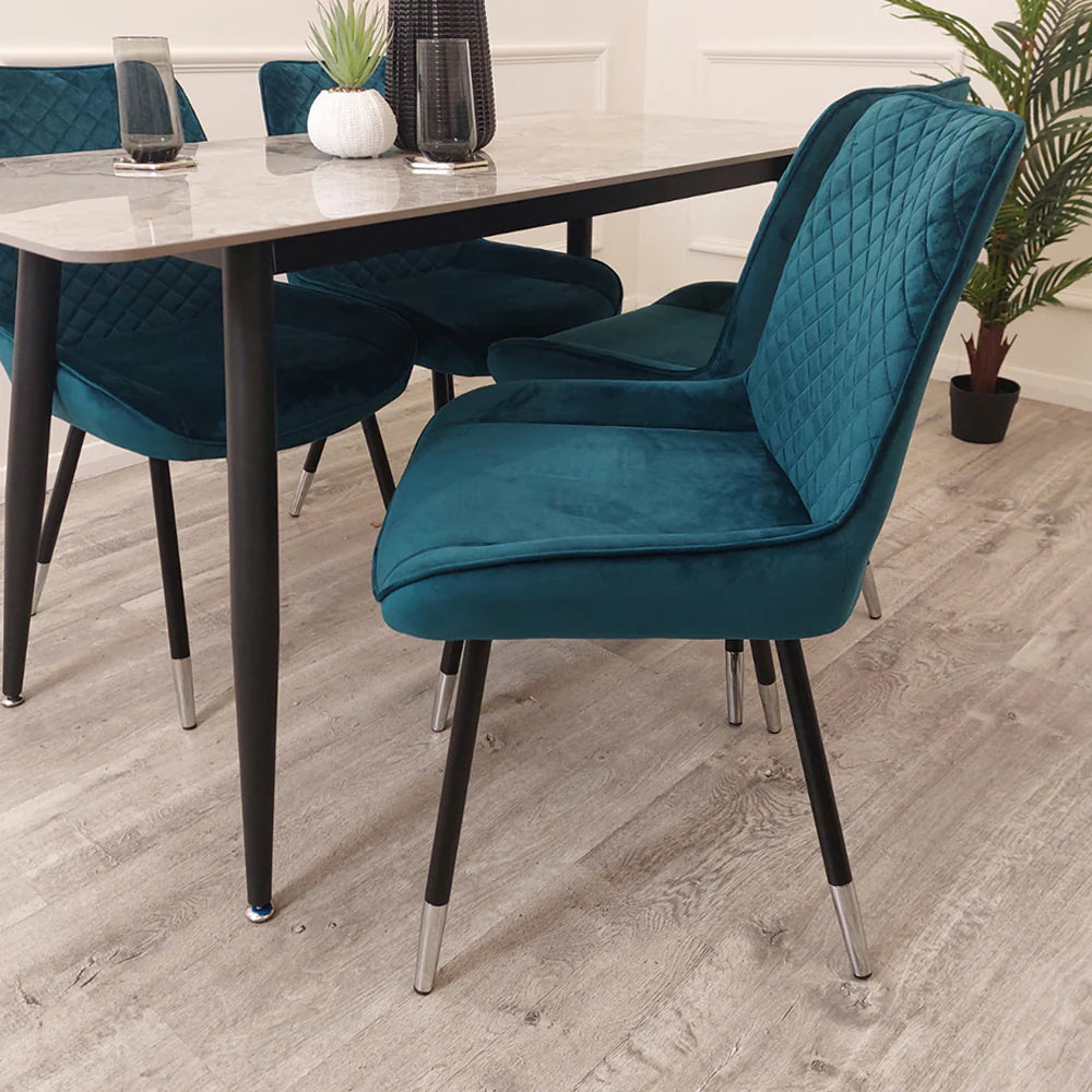 **PROMO** Titus Dining Set with 4 Luna Navy Chairs