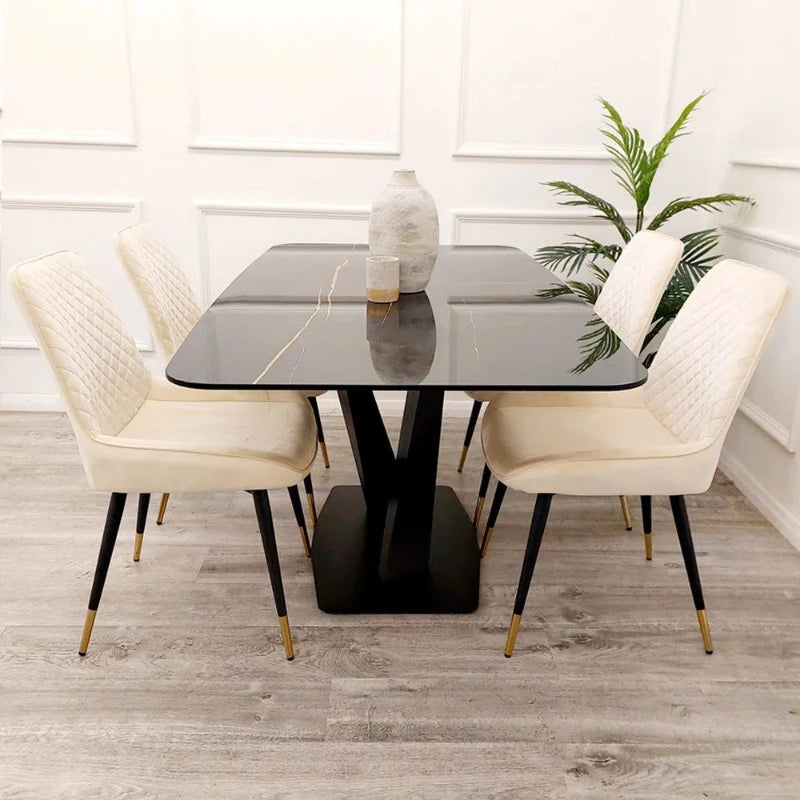 Stylish Apollo Black Dining Table with Black Sintered Stone Striking Design, dining table sculpture. unique table design, modern dining table, glamorous table 