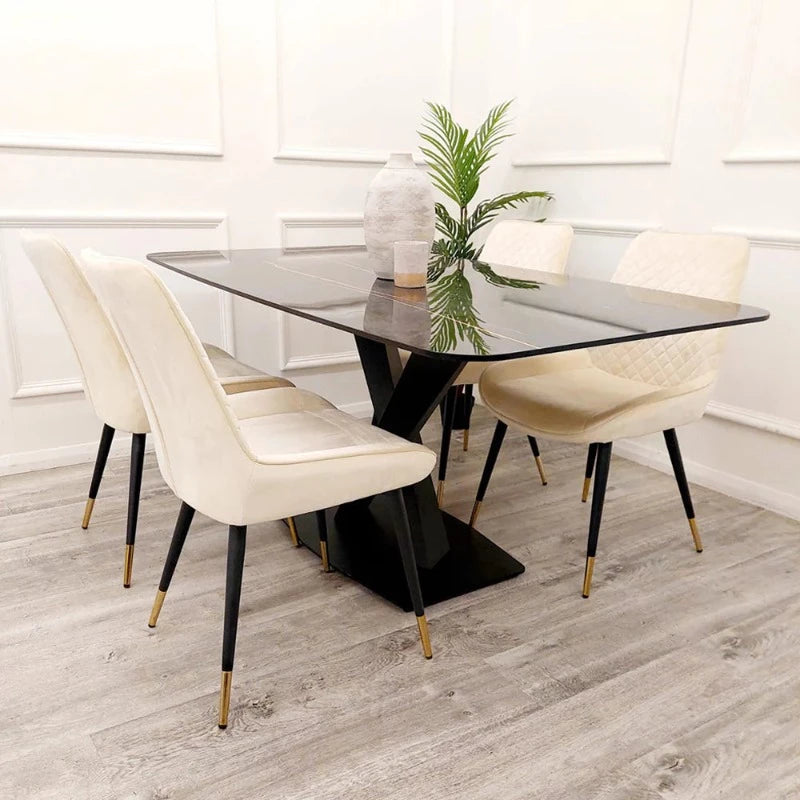 Stylish Apollo Black Dining Table with Black Sintered Stone Striking Design, dining table sculpture. unique table design, modern dining table, glamorous table 