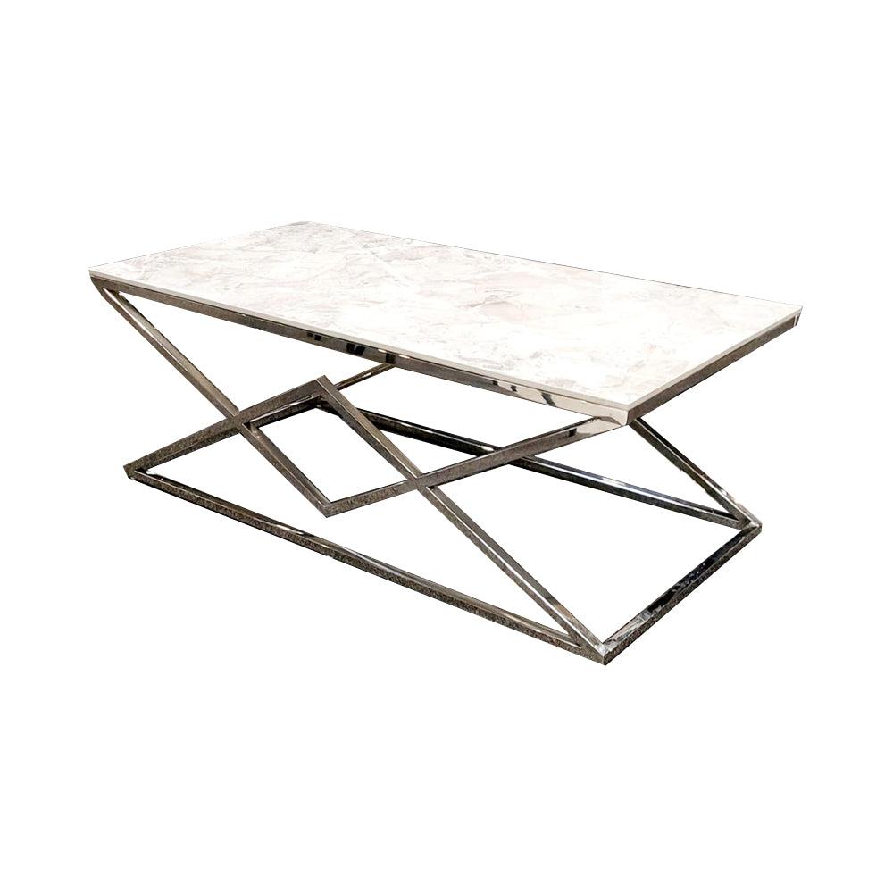 Vesta Chrome Coffee Table Ash Sintered Stone Top Ultra-chic high end coffee table, luxury tables, opulent styles premium design coffee tables, luxury tables