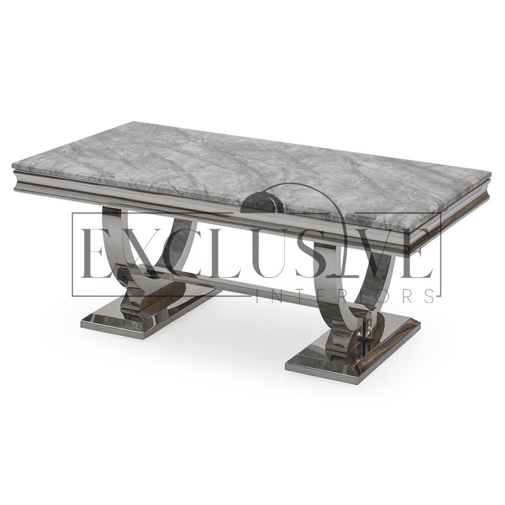 Arriana Dining Table Marble Top or Glass Finish Exclusive Interiors premium tables, marble tables, high-end chairs, genuine luxury furniture, home furnishings