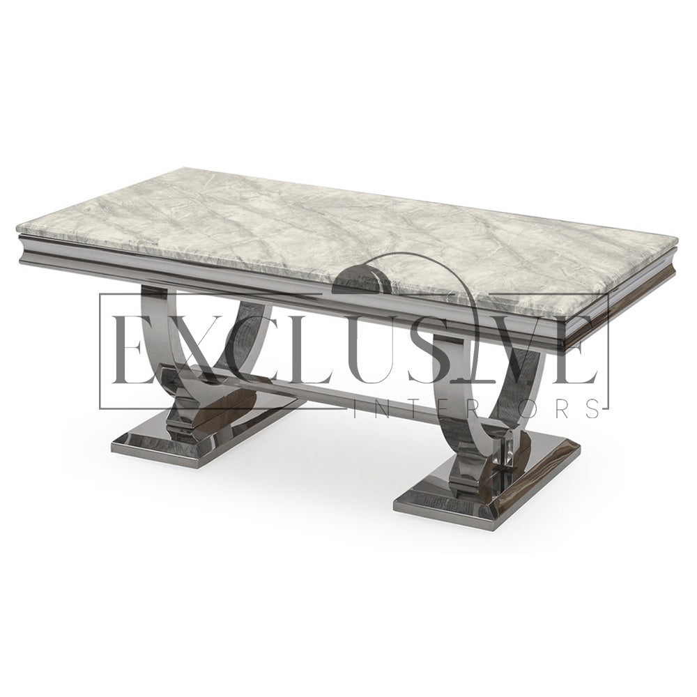 Arriana Dining Table Marble Top or Glass Finish Exclusive Interiors premium tables, marble tables, high-end chairs, genuine luxury furniture, home furnishings