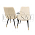 Beautiful Luna Velvet Dining Chair Scandinavian style cross stitch back detail gold tipped black legs. Comfortable luxury chairs, opulent dining chairs styles in cream