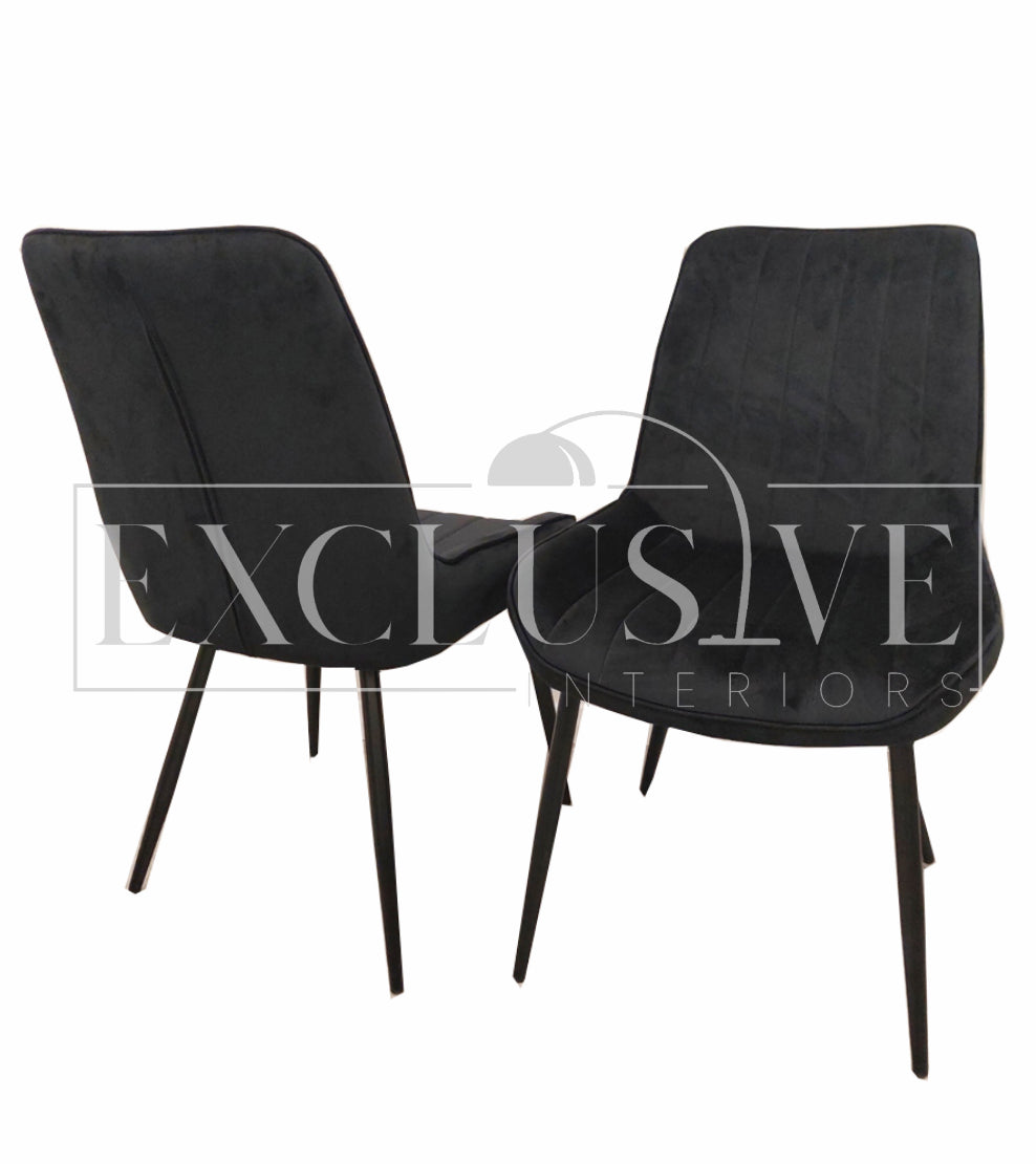 Dido Velvet Dining Chairs. Scandinavian style luxury dining chairs, premium chrome dining chairs, fancy dining chairs, high-end chairs, studded dining chairs