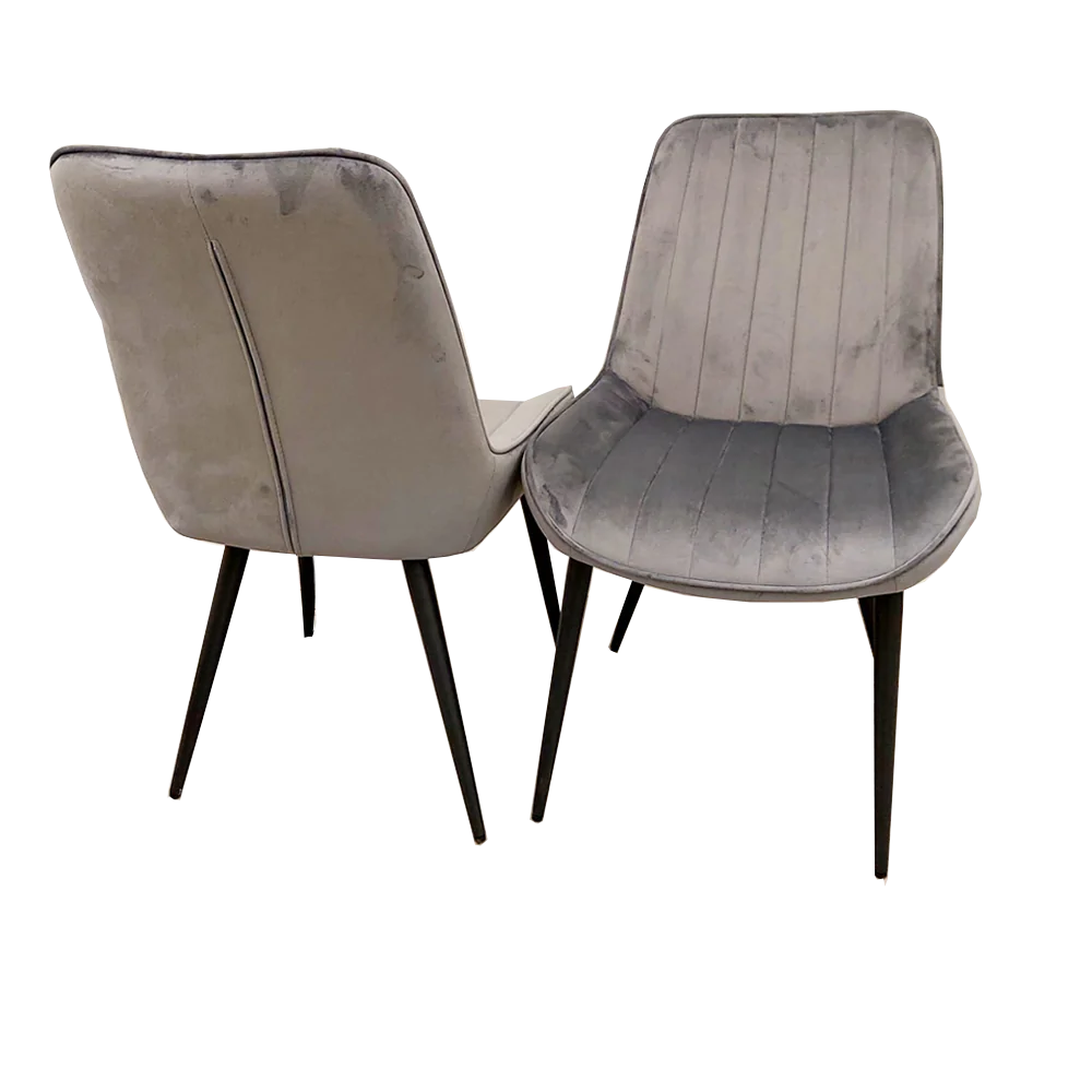 Dido Velvet Dining Chairs. Scandinavian style luxury dining chairs, premium chrome dining chairs, fancy dining chairs, high-end chairs, studded dining chairs