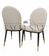 Luxury dining chairs with black legs & beige seat. Leather Curved Back Chairs, premium chairs, chrome dining chairs, fancy dining chairs, sophisticated chairs