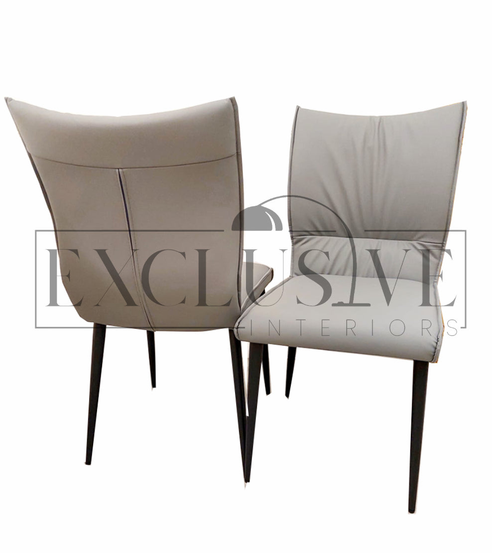 Contemporary Flora Chairs in Grey, Tan and Khaki Leather, luxury dining chairs, premium chairs, fancy dining chairs, family dining, comfortable dining seating