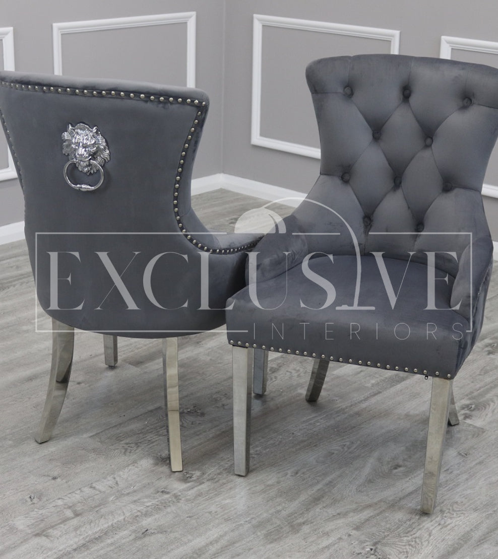 Contemporary Dining Chairs high-end chairs & stools, premium designed chairs. Modern and luxurious styled dining furniture, opulent chairs, comfortable seating, grey velvet