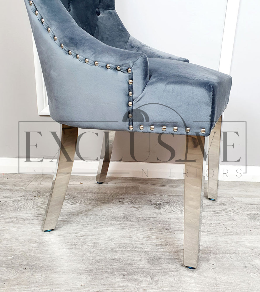 Contemporary Dining Chairs high-end chairs & stools, premium designed chairs. Modern and luxurious styled dining furniture, opulent chairs, comfortable seating lion knocker, grey velvet