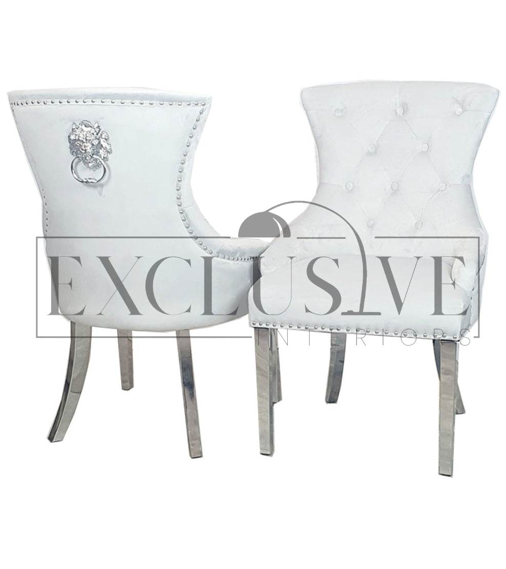 Contemporary Dining Chairs high-end chairs & stools, premium designed chairs. Modern and luxurious styled dining furniture, opulent chairs, comfortable seating lion knocker,white