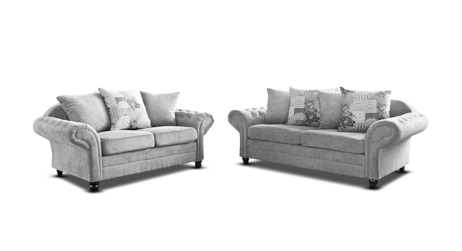 Large Silver 2 + 3 seater Sofa set Silver fabric Modern Home Furniture