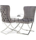 The Sandhurst Crossed Leg Dining Chair, Premium design, chic, comfortable luxury couches, opulent sofa styles, luxurious sofa fabrics, modern luxury design buttoned back, thick cushion, chrome legs in grey fabric