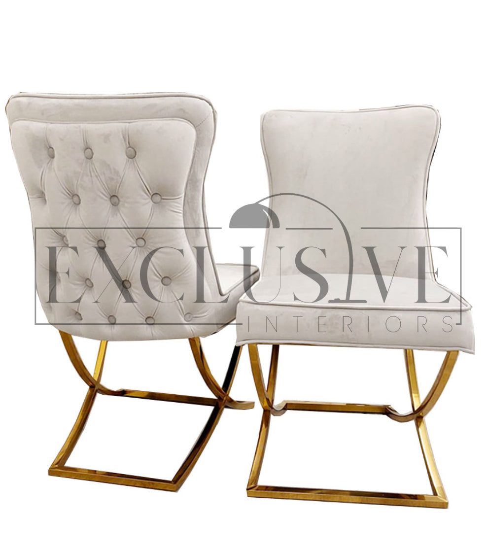 The Sandhurst Crossed Leg Dining Chair, Premium design, chic, comfortable luxury couches, opulent sofa styles, luxurious sofa fabrics, modern luxury design buttoned back, thick cushion,