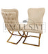 The Sandhurst Crossed Leg Dining Chair, Premium design, chic, comfortable luxury couches, opulent sofa styles, luxurious sofa fabrics, modern luxury design buttoned back, thick cushion, golden legs in cream fabric