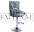 Kitchen Bar Stool, crushed velvet finish, quilted back, chrome lion knocker, swivel foot stand. Luxury kitchen swivel stools, premium design, home furniture 