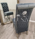 Sophistication Emma Dining Chairs. Soft velvet finish, Chrome metal, Exclusive dining furniture, premium chairs, chrome dining chairs, fancy dining chairs