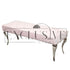 Luxury Louis Dining Bench, space saving solution, dining benches fit snug underneath the table, soft velvet texture or leather, chrome base luxury dining pink bench